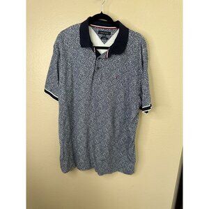 Tommy Hilfiger Mens Blue White Polo 2X‎ short sleeve collared cotton slim fit